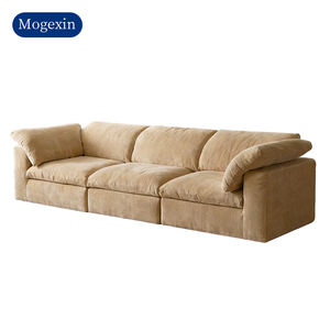 Sofá Seccional Modular de Lujo Moderno, Tela Beige, Diseño de Sofá Nube de 3 Plazas, Patas de Madera, Relleno de Esponja - Product Image 6