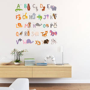Dibujos animados alfabeto números Animal pared pegatina jardín de infantes TV <span class=keywords><strong>Fondo</strong></span> extraíble bebé habitación pared armario pegatina Decoración - Product Image 3