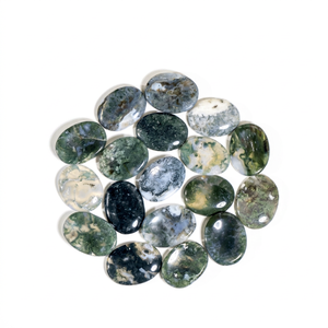 Venta al por mayor de piedras de ágata de musgo ovaladas naturales talladas, ecológicas, para coleccionismo artístico, regalo de Feng Shui con ángel, Europa Anshul - Product Image 1