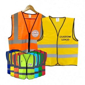 Gilet de sécurité haute visibilité multi-poches en tissu maillé fluorescent pour moto, vêtement réfléchissant pour l'extérieur - Product Image 1
