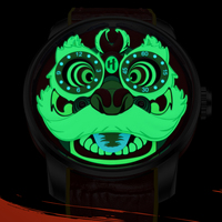 Montre homme LUCKY HARVEY série Zhiqu, lion éveillé, poupée mobile, entièrement automatique, mécanique, luminescente