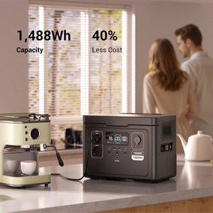 แหล่งจ่ายไฟสำรอง Lifepo4 แบบพกพา 1488wh สถานีไฟฟ้าพกพา 1500w เครื่องกำเนิดพลังงานแสงอาทิตย์ที่ดีที่สุดสำหรับสำรองไฟบ้าน - Product Image 5