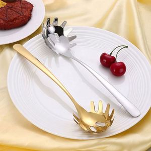 Modern Small Stainless Steel <b>Spaghetti</b> Spoon Pasta Fork Noodle Spoon with Teeth Brass Utensil for Serving and Cooking - Product Image 4