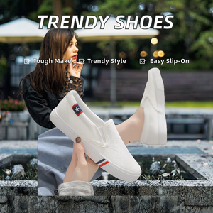 Zapatillas de lona blancas de alta calidad, zapatos vulcanizados transpirables, diseño informal sin cordones para primavera, verano, Otoño e Invierno - Product Image 2