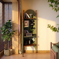 Meuble d'angle modulaire en bois de frêne massif de style rétro français, bibliothèque triangulaire à 4 étagères, meuble de salon antique