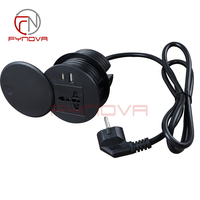 Prise de courant universelle 80 mm pour mobilier de bureau, prise de table avec charge rapide USB Type C, prise de bureau intelligente ronde pour la maison et le bureau