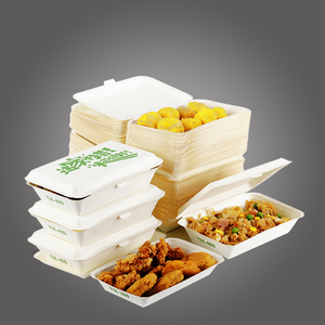Boîte à lunch plate jetable en papier kraft écologique, recyclable et imperméable avec pelliculage mat pour sushis, chips, riz et autres aliments - Product Image 1