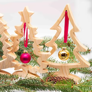 Arbre de noël en bois bois naturel accessoires pour la maison décor de chambre dessus de table arbres de noël décorés - Product Image 2