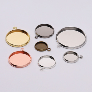 Pendentif en forme de bassin pour pierres précieuses, plateau à anneau unique soudé, base en fer plaqué 10-25mm, composants de bijoux DIY - Product Image 3