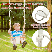 Balançoire d'intérieur pliable 2 en 1 pour bébé, hamac de jardin, chaise suspendue, balançoire portable en pin pour tout-petits avec ruban magique