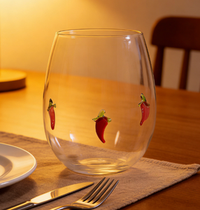 Vaso de Vidrio Creativo de Borosilicato Soplado a Mano, Taza Decorativa con Diseño de <span class=keywords><strong>Chile</strong></span> Rojo, 300/400 ml - Product Image 3