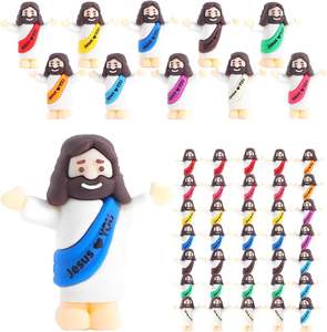 Mini Ornements Religieux de Pâques Écologiques en PVC, Figurines de Jésus en Résine en Gros, Style Étreinte 'Jésus t'aime', Petites Figurines de Jésus, Jouets Religieux - Product Image 2