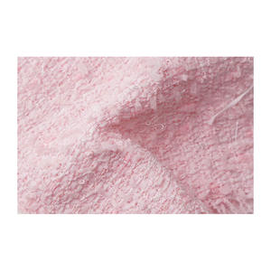 Tissu en tweed fantaisie coréen de qualité supérieure, maille papillon rose transparente, texture duveteuse, tissu textile tissé sur mesure OEM & ODM - Product Image 3