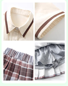 Ensemble uniforme scolaire international pour enfants d'été, <span class=keywords><strong>maternelle</strong></span> et primaire, avec chemise, short, jupe à carreaux, cravate et insigne scolaire, pour garçons et filles, style French Toast - Product Image 2