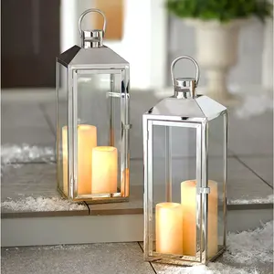 Shining Silver Stainless Steel Lantern High Quality Competitive Price LED Candle Lantern