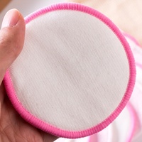 Puffs démaquillants réutilisables en velours de fibre de bambou 3 couches, écologiques, 8 cm, certifiés Oeko-Tex, rose