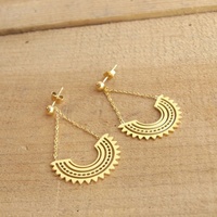 Haute qualité bijoux fins en gros géométrique plaqué or en acier inoxydable boucles d'oreilles soleil boucles d'oreilles