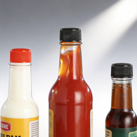 Bouteilles en verre de 90 ml, 150 ml, 250 ml pour sauce chili, vinaigre, sauce soja, pâte de tomate, avec couvercles en plastique
