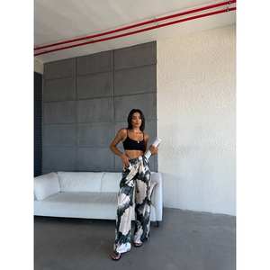 Satin Wide Leg Pants <b>High</b> <b>Waist</b> <b>Elastic</b> Breathable Casual Women's <b>Trousers</b> - Product Image 4