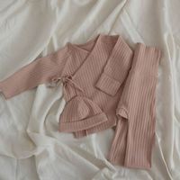 Nouvel ensemble décontracté 3 pièces pour bébé garçon et fille, pyjama à manches longues avec bonnet, collection automne-printemps