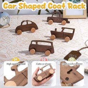 <b>Wooden</b> Car Cartoon Shape Double <b>Hook</b> Wall Hanger <b>Coat</b> Rack For Children Room Entryway Hat <b>Hook</b> Durable Wall Mounted Type - Product Image 3