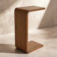 Table d'appoint en bois minimaliste en forme de C, table polyvalente pour canapé et lit, pour ordinateur portable, café et collations dans le salon, la chambre à coucher