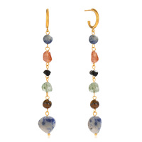 Boucles d'oreilles à pampilles en pierre naturelle colorée de style rétro, élégantes et discrètes