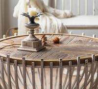 Petite table basse circulaire pour balcon, table d'appoint pour canapé de cour