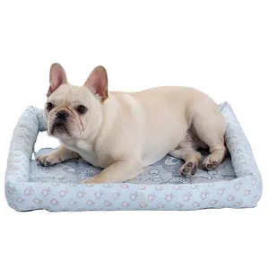 オックスフォードリネンマットソフトぬいぐるみネストクッション猫犬プリントクール通気性ベッドオールシーズン小動物猫犬夏の使用