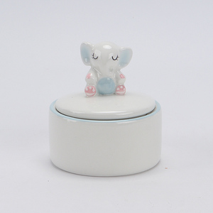 Maceta <span class=keywords><strong>de</strong></span> Cerámica Blanca con Forma <span class=keywords><strong>de</strong></span> <span class=keywords><strong>Elefante</strong></span>, Orejas Azules y Patas Rosadas Sonrientes, Adorable Porta Plantas con Forma <span class=keywords><strong>de</strong></span> Animal para Decoración del Hogar - Product Image 4