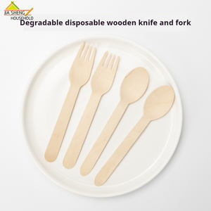 مجموعة أدوات مائدة خشبية قابلة للتحلل قابلة للتحلل من المصنع حسب الطلب ، شوك حديثة من الدرجة الغذائية يمكن التخلص منها - Product Image 4