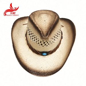 Custom Eco-friendly Adult Man's Hard Paper <b>Straw</b> Cowboy <b>Hats</b> for Outdoor & Travel Use - Product Image 3