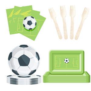 DAMAI - Platos, Servilletas y Vasos de Papel Desechables con Diseño de Campo de Fútbol Verde, para Fiestas de Cumpleaños - Product Image 2