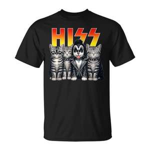 Camiseta Hiss Cats Rock Kittens de algodón negro, unisex, talla para adultos S M L XL XXL - Product Image 1