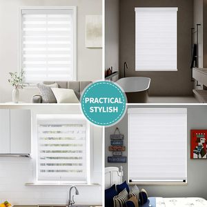 Tende a <span class=keywords><strong>Zebra</strong></span> (<span class=keywords><strong>Pro</strong></span>) a Doppio Strato per il Controllo della Luce, Oscuranti, in Alluminio e Poliestere, con Montaggio a Blocco Libero, per Finestre di Casa e Ufficio, Bianche - Product Image 5