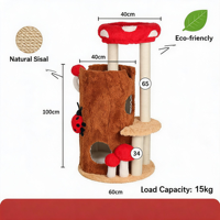 En gros Arbre à chat de luxe en forme de champignon, 4 niveaux, grand complexe forestier avec poteaux à gratter en sisal, mobilier moderne pour animaux de compagnie d'intérieur