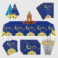 Nappe de table moderne islamique Ramadan bleu or 2027 Mubarak pour la décoration de la table du dîner de l'Aïd