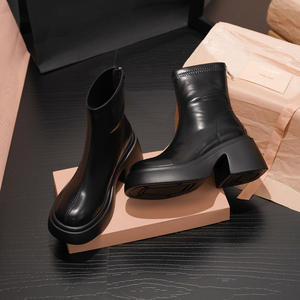 Botines de Ante Blancos Estilo Británico para Mujer, Plataforma con Suela Gruesa, Aumento de Altura, Elásticos, Delgados, Otoño, Invierno, Primavera - Product Image 3