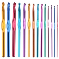 Aiguilles à tricoter en aluminium, ensemble de Crochet en métal, Crochet, pull, bricolage, artisanat, fil, aiguille à coudre, outils de couture, couleurs variées, 14 pièces
