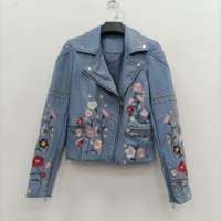 Manteau court à Rivets pour femme, vêtements femme, broderie motard, veste femme, fermeture éclair, printemps automne