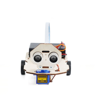Petit jouet éducatif technologique pour les élèves : Voiture robot programmable en bois à construire soi-même avec fonction d'évitement d'obstacles