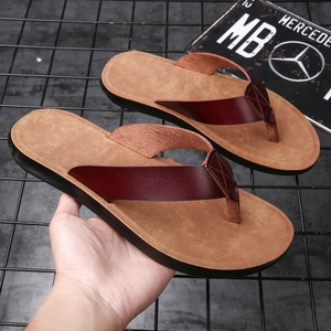 Tongs orthopédiques en cuir à semelle en liège pour hommes, sandales de plage ergonomiques, claquettes décontractées personnalisables en gros - Product Image 4