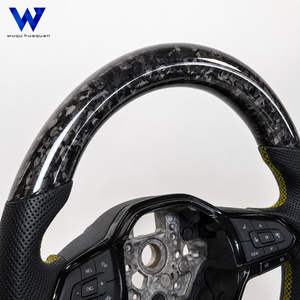 Volant en cuir et fibre de carbone forgée pour Volkswagen VW <span class=keywords><strong>Golf</strong></span> 4 5 6 7 7.5 8 MK4 5 6 7 7.5 8 R GTI GTD <span class=keywords><strong>GTE</strong></span>, testé rigoureusement - Product Image 4
