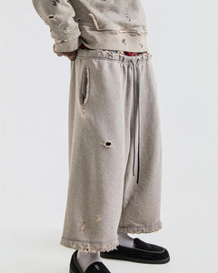 Set di Felpe Oversize Vintage Effetto Invecchiato in Spugna Francese Pesante di Alta Qualità, Produzione OEM Personalizzata per Uomo - Product Image 4