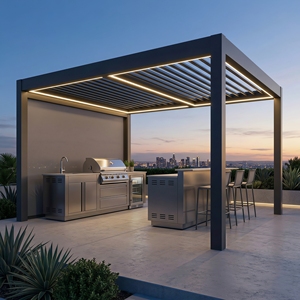 Pérgola Motorizada de Aluminio para Exteriores, Techo de Láminas Impermeable, Gazebo Bioclimático para Jardín, <span class=keywords><strong>Patio</strong></span> o <span class=keywords><strong>Terraza</strong></span> con Control Remoto - Product Image 1
