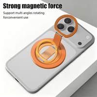 Support de téléphone triple anneau avec béquille pliable à 3 niveaux, magnétique, universel, pour téléphone portable, compatible avec coque transparente, utilisation sur lit et bureau