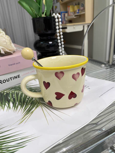 High Quality Factory Sale Ceramic Cartoon Pattern Stoneware <b>Mug</b> Milk <b>Mug</b> Yellow Rim Food Safe <b>Reusable</b> Presents Gift - Product Image 3