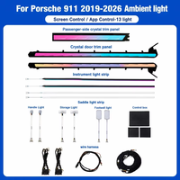 Kit d'éclairage d'ambiance intérieur RGB pour voiture, 64 couleurs, style cristal, contrôle par application, pour Porsche 911 922 2019-2026