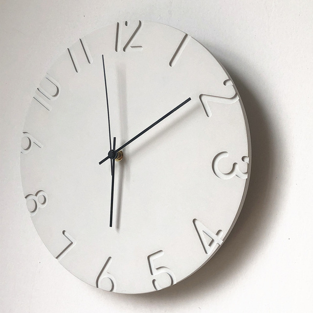 Quiet Minimalist Creative Custom Cement Wall Clock Art Deco Design Needle Display for Living Room Home