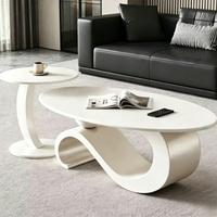 Nouvelle table basse ovale moderne en pierre frittée avec tiroirs, ensemble de tables d'appoint de luxe pour petits appartements et salons